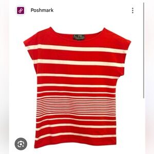 Ralph Lauren Red and White Striped Short Sleeve Tee